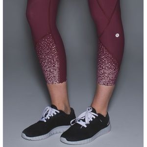 Lululemon Athletica Burgundy Leggings with White Accents